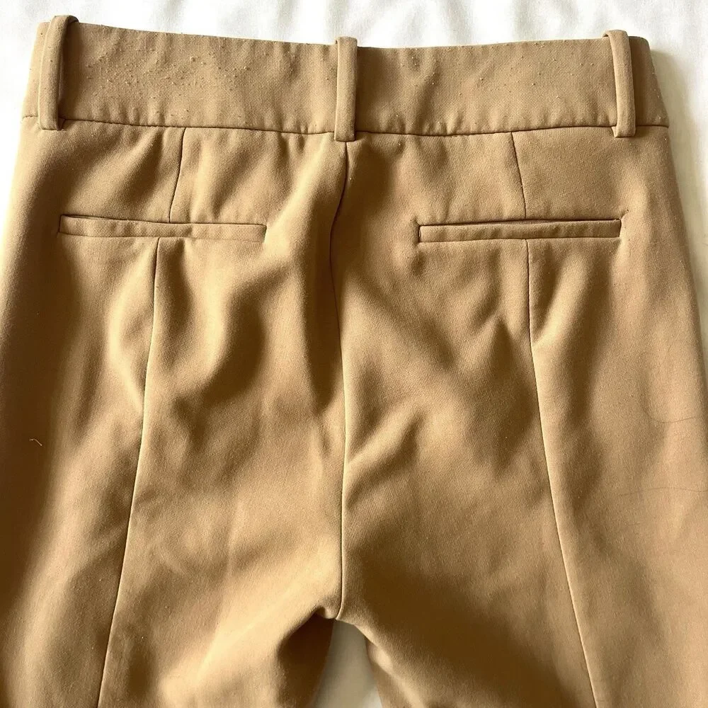 J. Crew Cameron Ankle Pants Tan Camel SZ 4 Slim Crop Career Four-Season Stretch